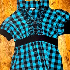 Black and blue dressy ruffle shirt